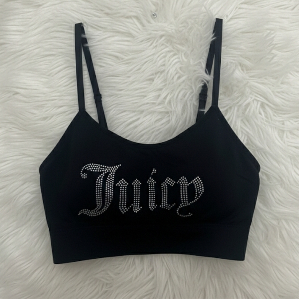 Juicy Couture Black Bralette with Rhinestone Logo - Picture 1 of 2